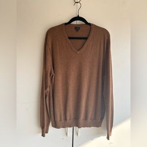 J crew mens v neck sweater brown heather size XL 100% cotton